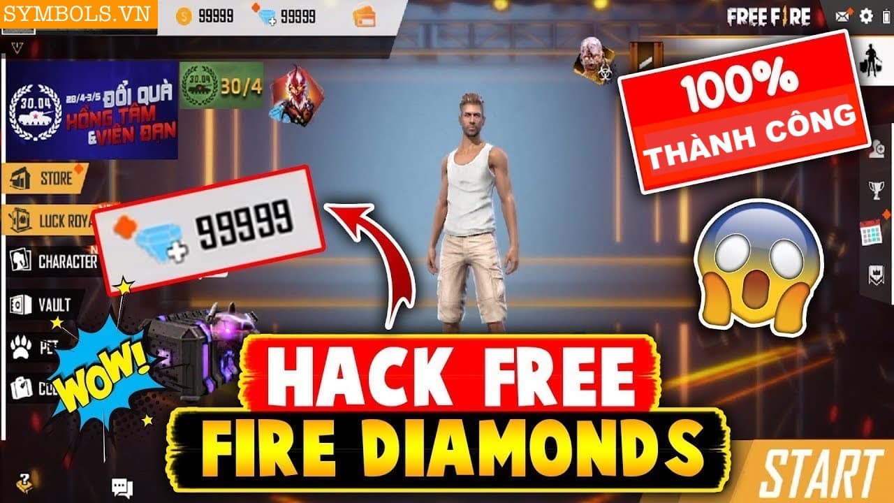 Hack kim cương Free Fire OB40 bằng Diamond Converter